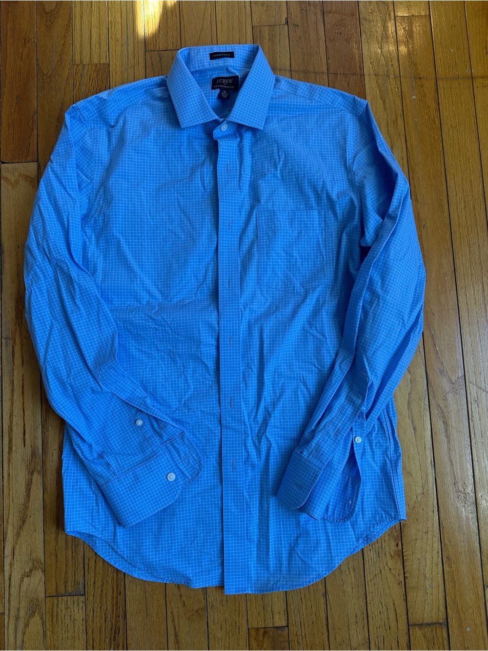 J. Crew Men's Light Blue Micro-Check Dress Shirt
